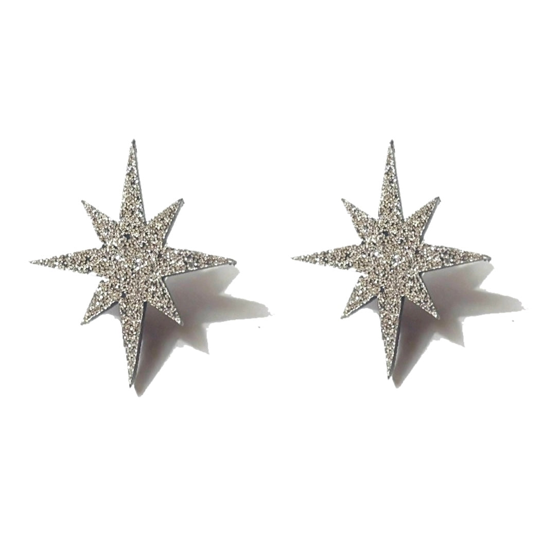 Silver Glitter Retro Twinkle Post Earrings