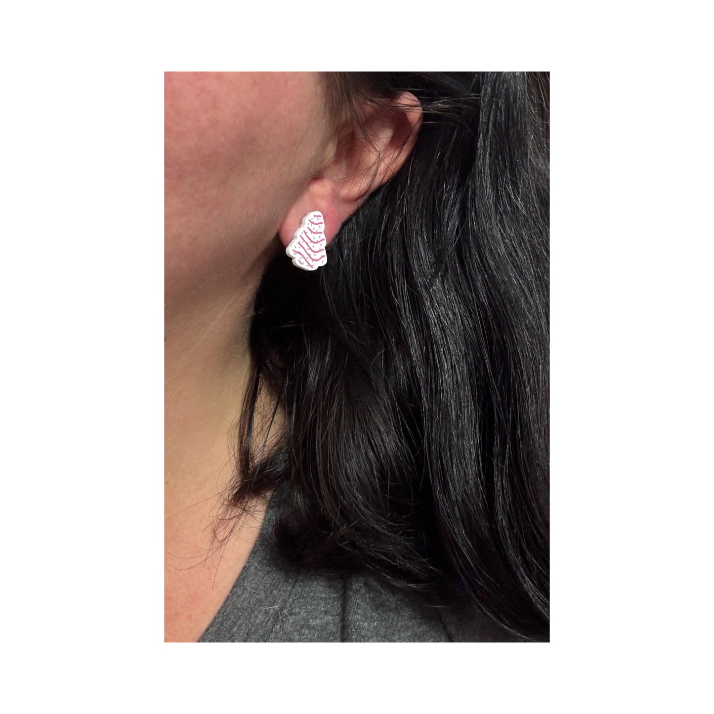 Pink Christmas Tree Cake Post Earrings