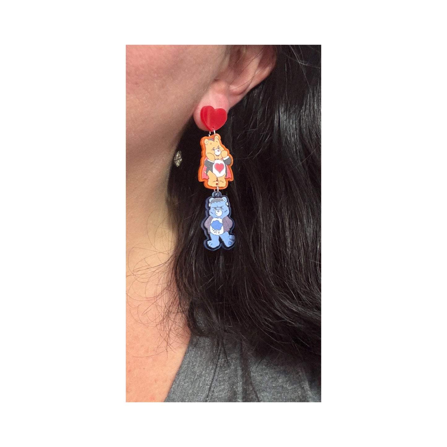 Monster Rainbow Bears Tiered Drop Earrings