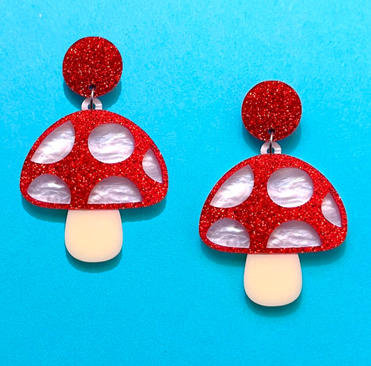 Sparkle Mushroom Drop Earrings