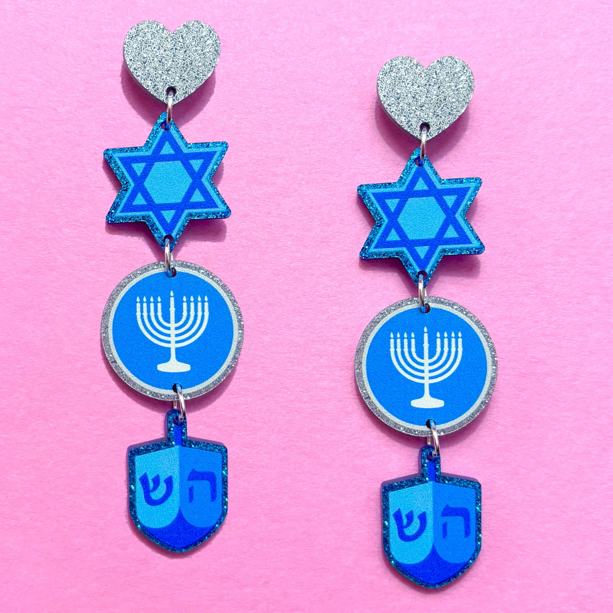 Hanukkah Tiered Drop Earrings