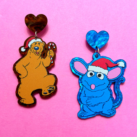 Christmas Tutter & Bear Drop Earrings