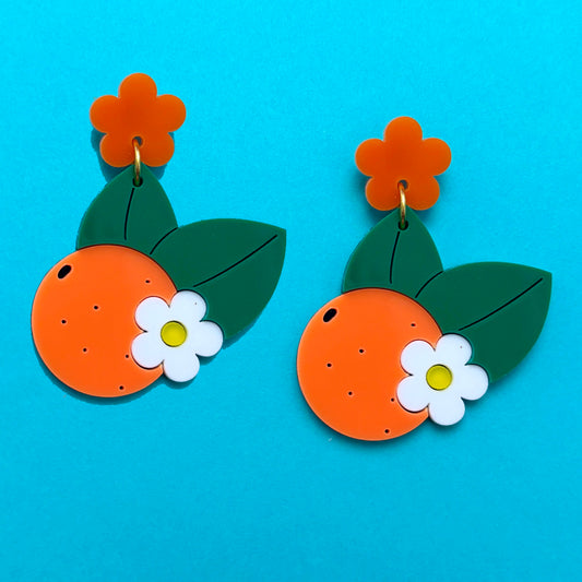 Orange Acrylic Drop Earrings