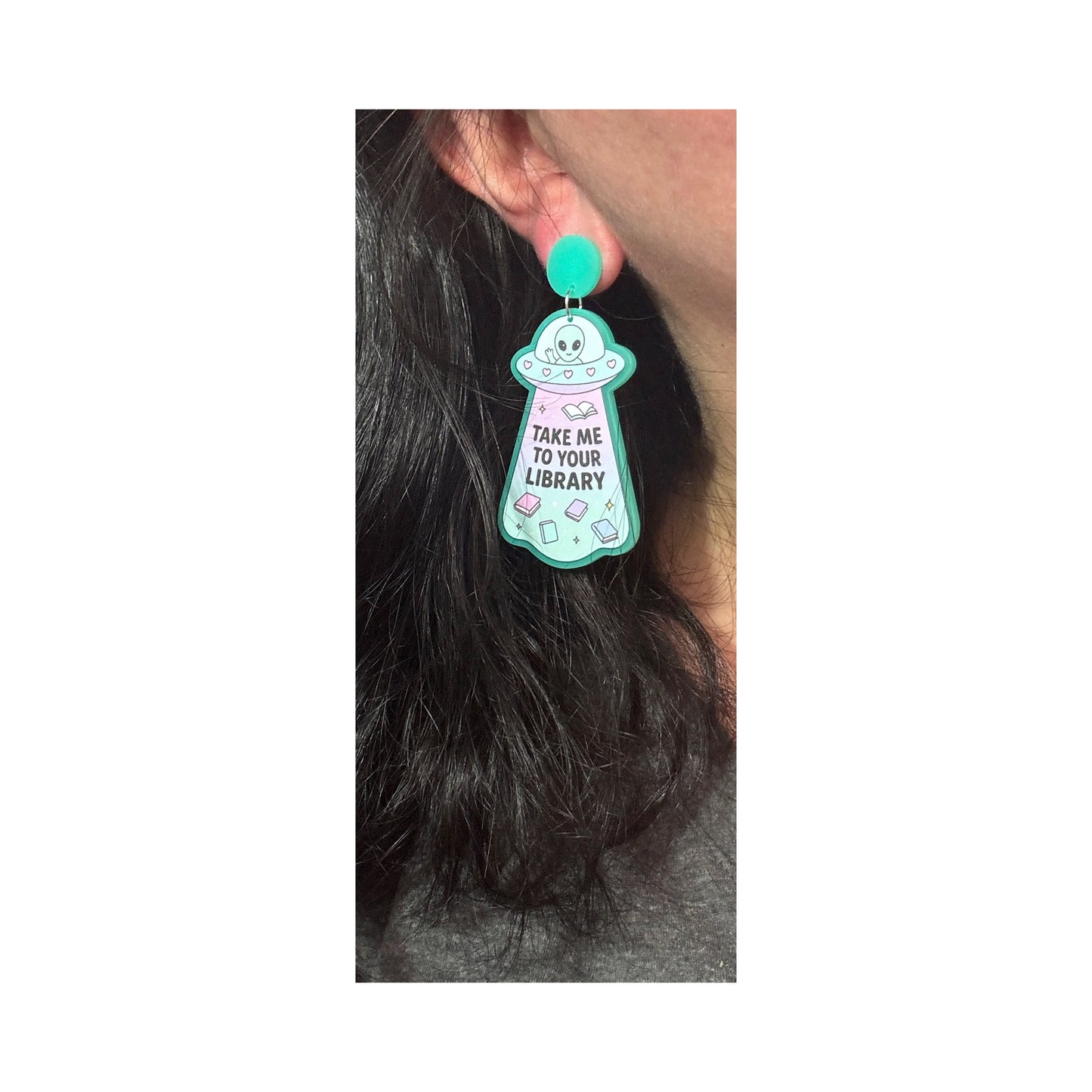 Bookish Alien Drop Earrings