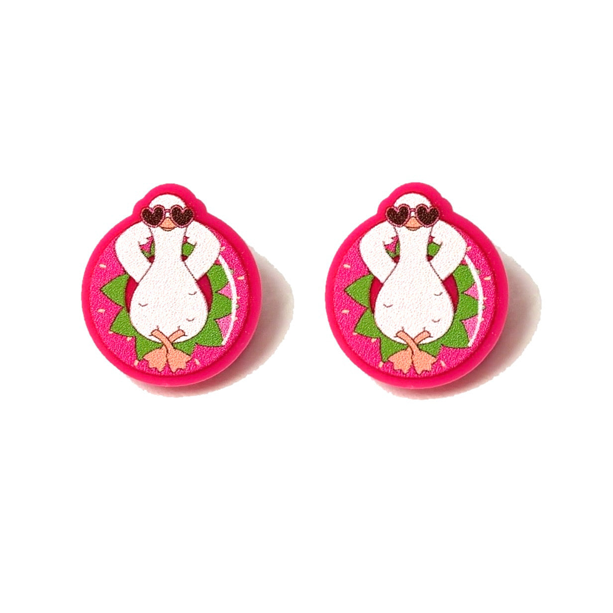 Strawberry Pool Float Silly Goose Post Earrings
