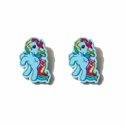 Moon Rainbow Pony Post Earrings