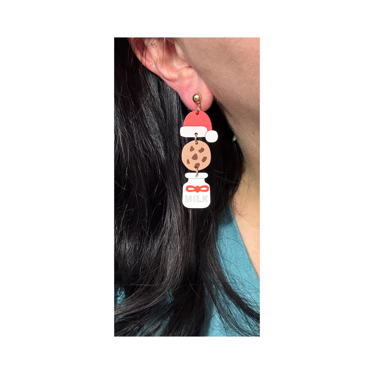 Holiday Milk & Cookies Tiered Drop Earrings