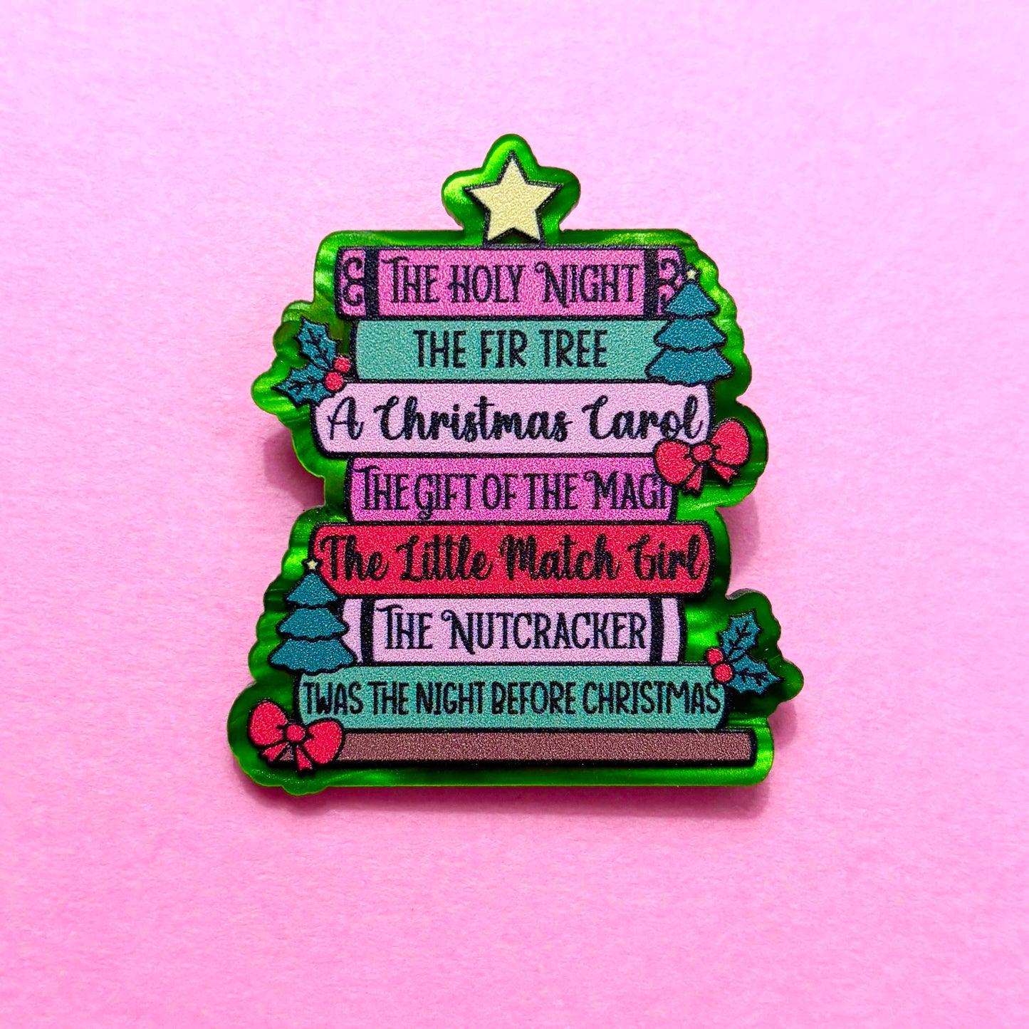 Christmas Bookstack Pin