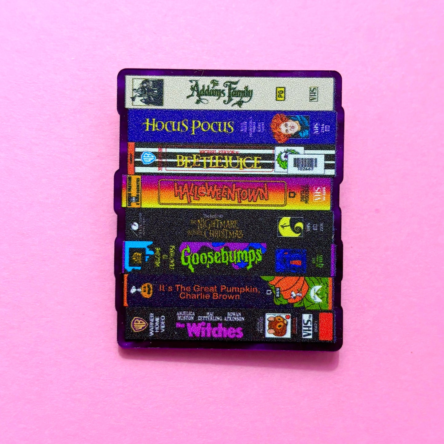 Halloween Movie VHS Stack Pin
