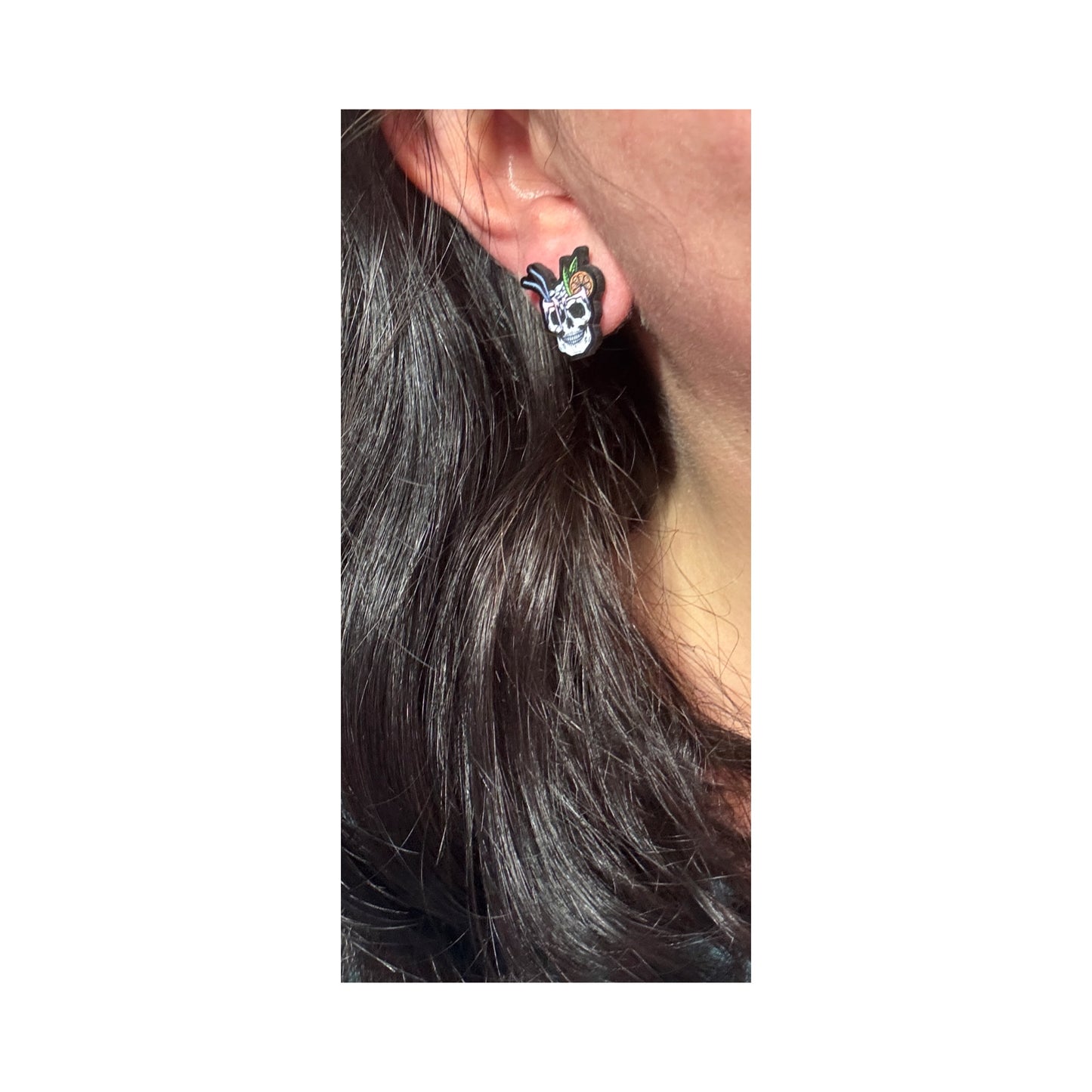 Spooky Skull Cocktail Post Earrings