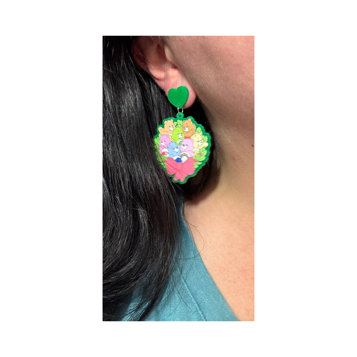 Rainbow Bears Wreath Drop Earrings