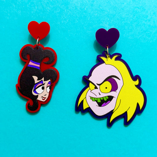 Lydia & Beetlejuice Cartoon Drop Earrings