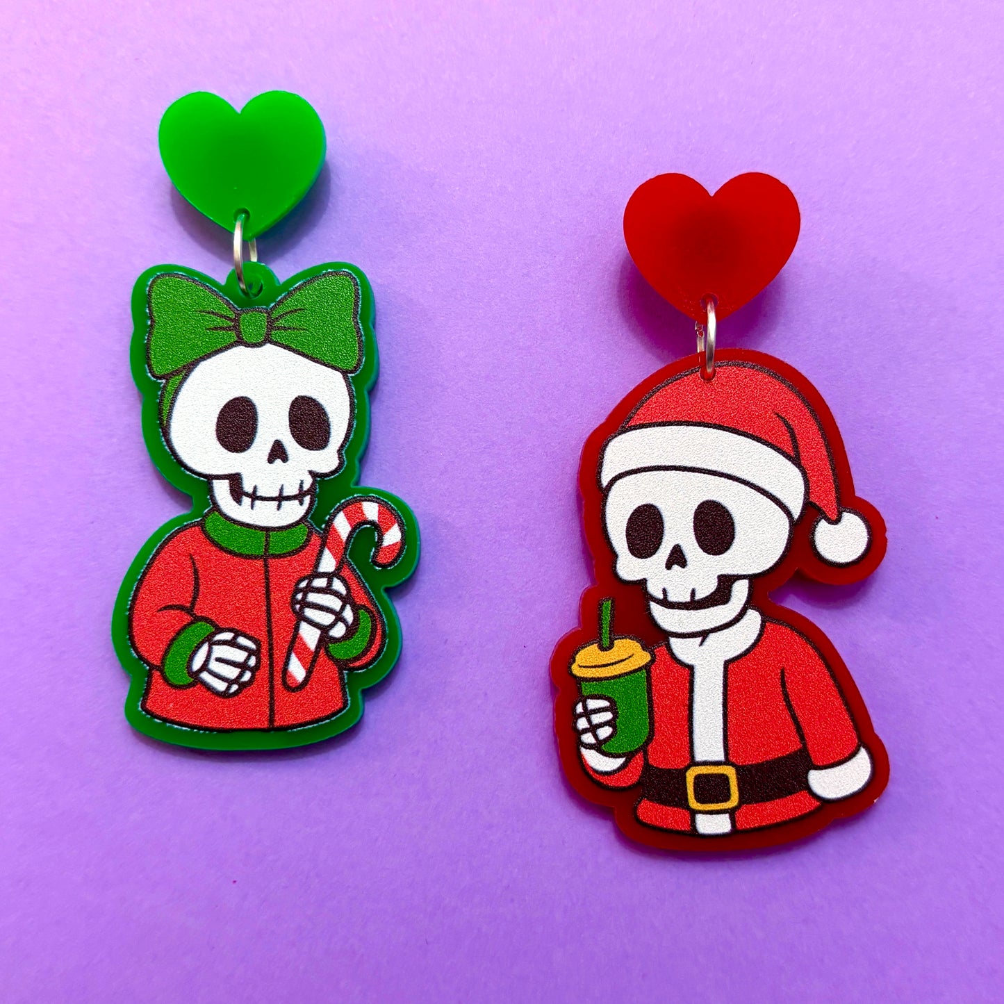 Skeleton Holiday Couple Drop Earrings