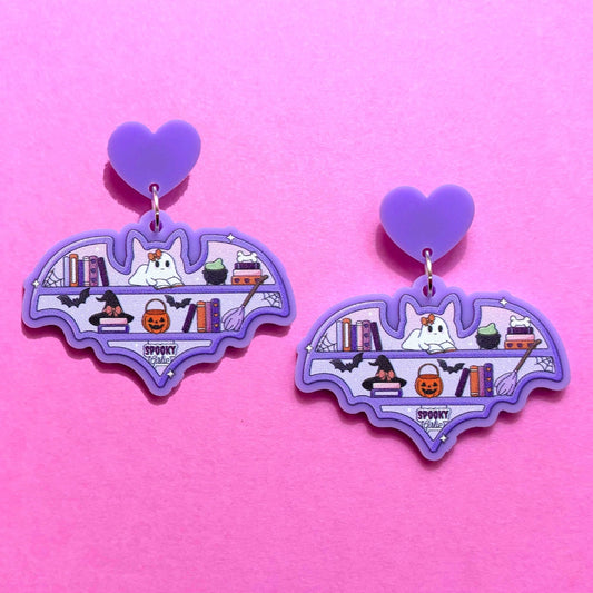 Batty Bookshelf Drop Earrings