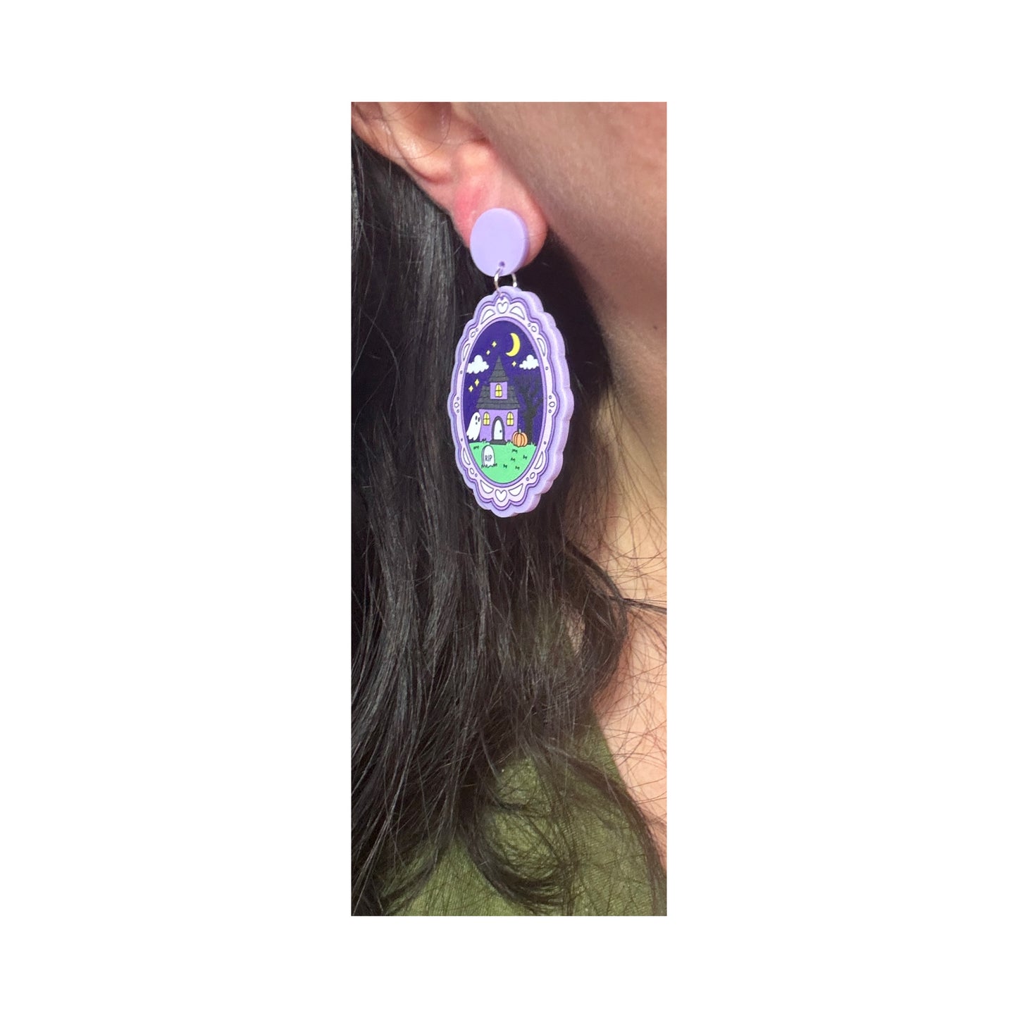 Pastel Haunted Mansion Cameo Drop Earrings