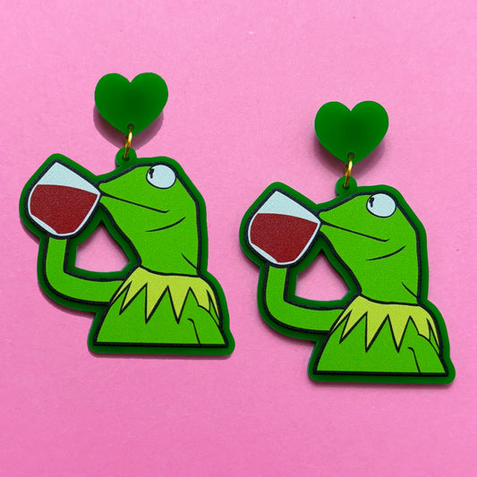 None Of My Business Frog Drop Earrings