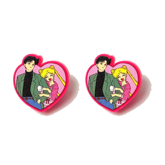 Serena & Darien Heart Post Earrings