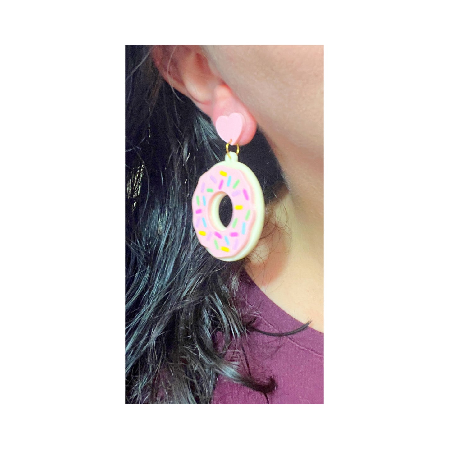 Frosted Donut Drop Earrings