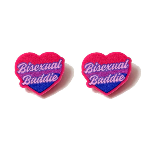 Bisexual Baddie Heart Post Earrings