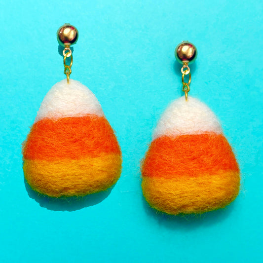 Candy Corn Wool Felt Drop Earrings