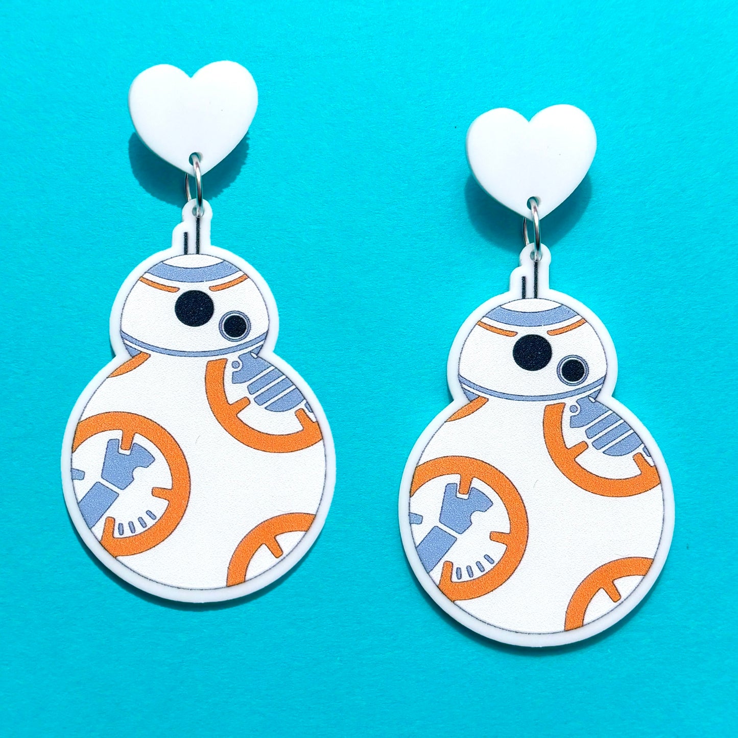 Orange Droid Drop Earrings