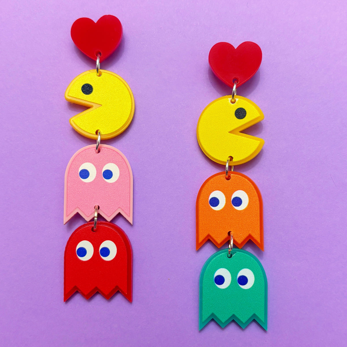 Pac Man Tiered Acrylic Drop Earrings – FemmeDeBloom Jewelry Co.