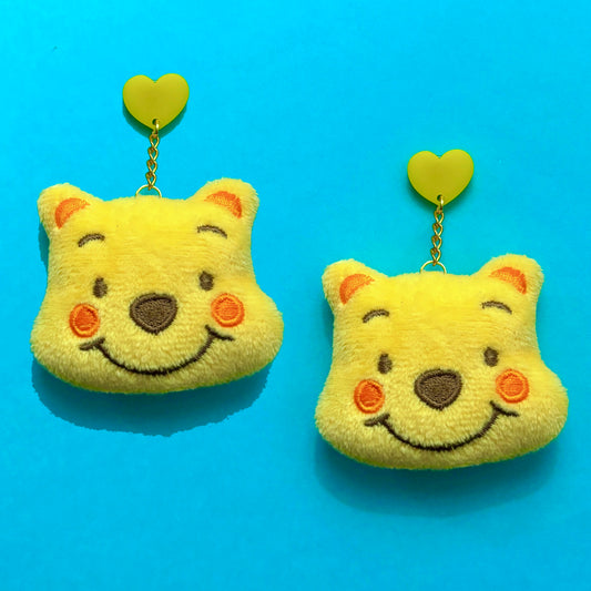 Pooh Plush Pom Pom Drop Earrings