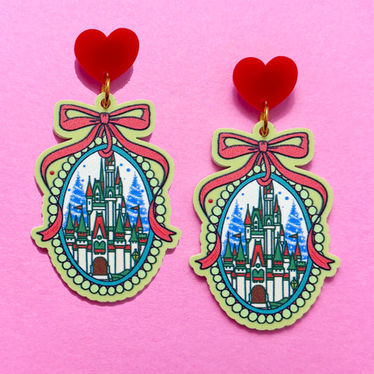 Christmas Castle Cameo Drop Earrings