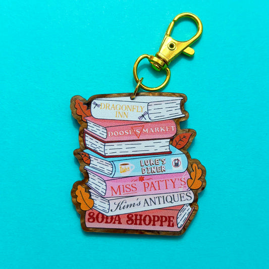 Stars Hollow Bookstack Keychain or Bag Charm