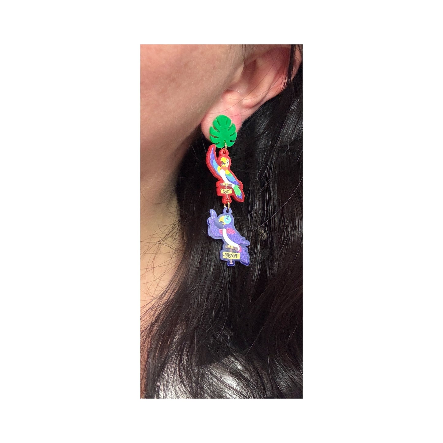 Tiki Birds Tiered Acrylic Acrylic Drop Earrings