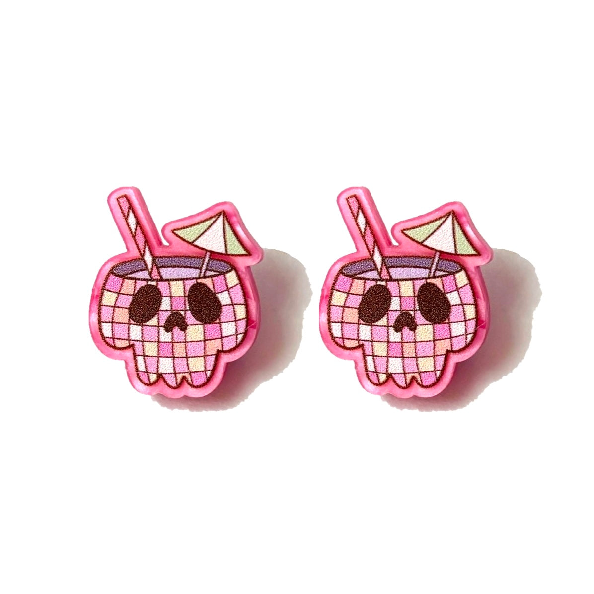 Disco Skull Cocktail Post Earrings