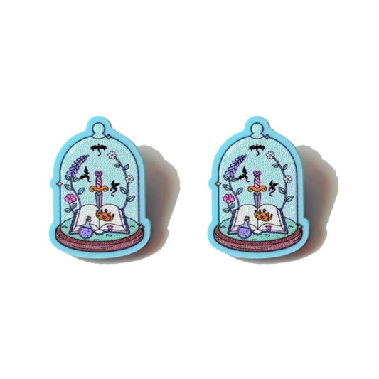 Fantasy Book Cloche Post Earrings