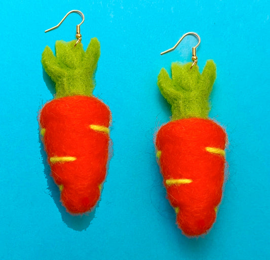 Wool Felt Carrot Drop Earrings