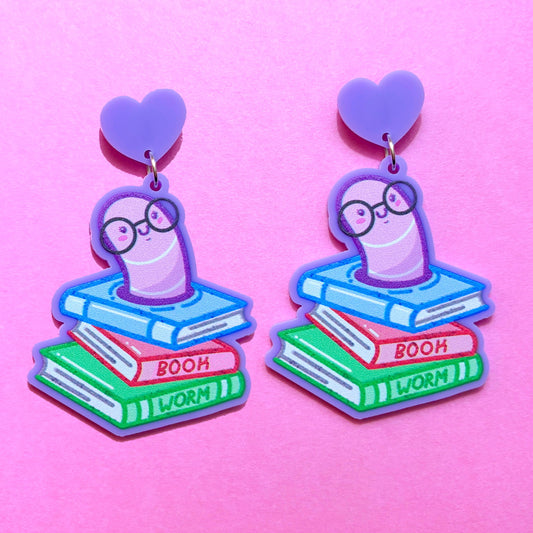 Pastel Bookworm Drop Earrings