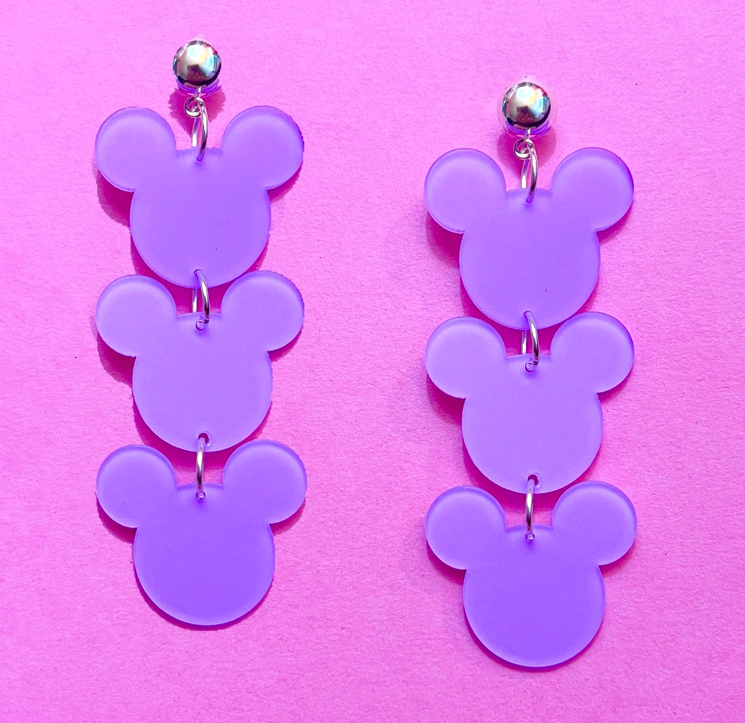 Lavender Mouse Tiered Drop Earrings