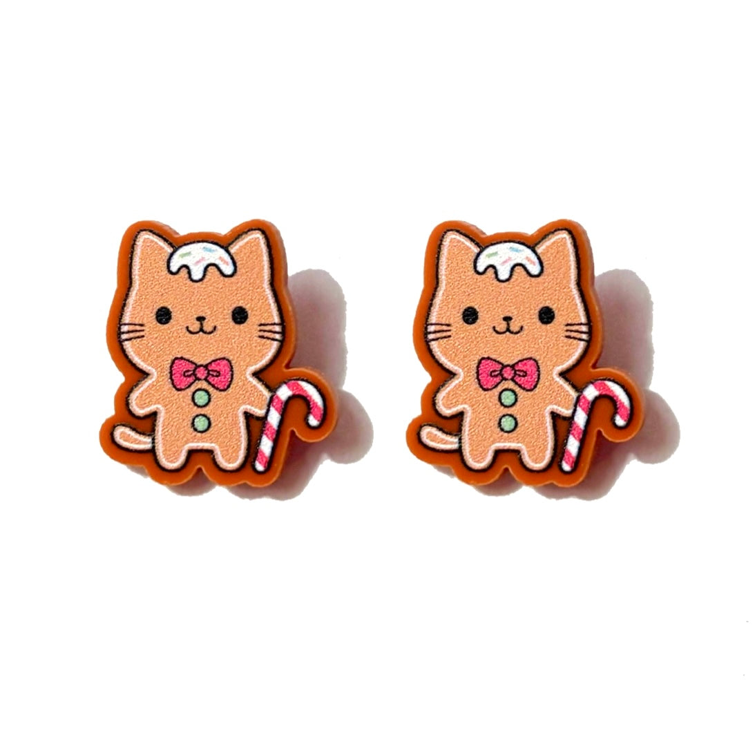 Gingerbread Kitty Post Earrings