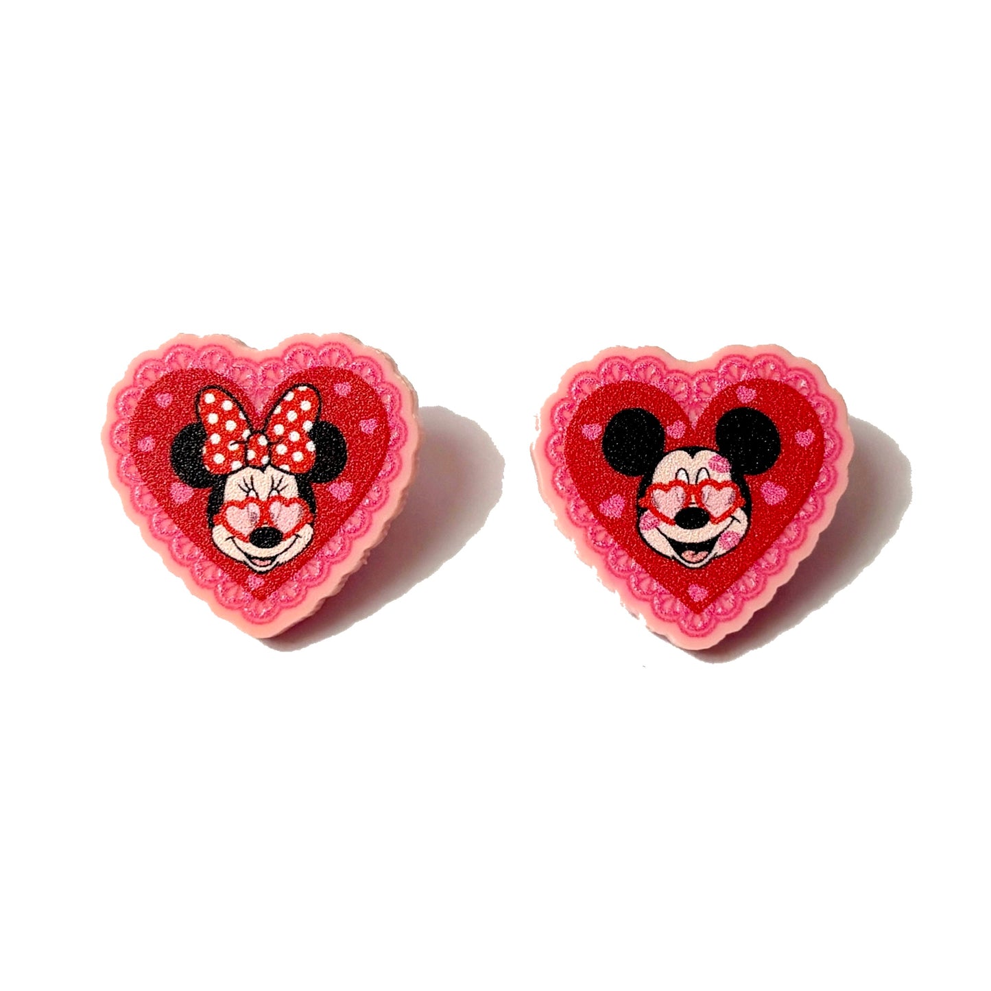 Mouse Couple Valentine Heart Post Earrings
