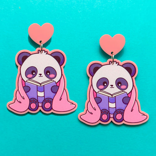 Bookish Panda Drop Earrings