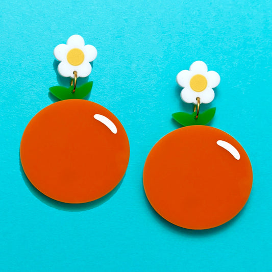 Orange Blossom Acrylic Drop Earrings