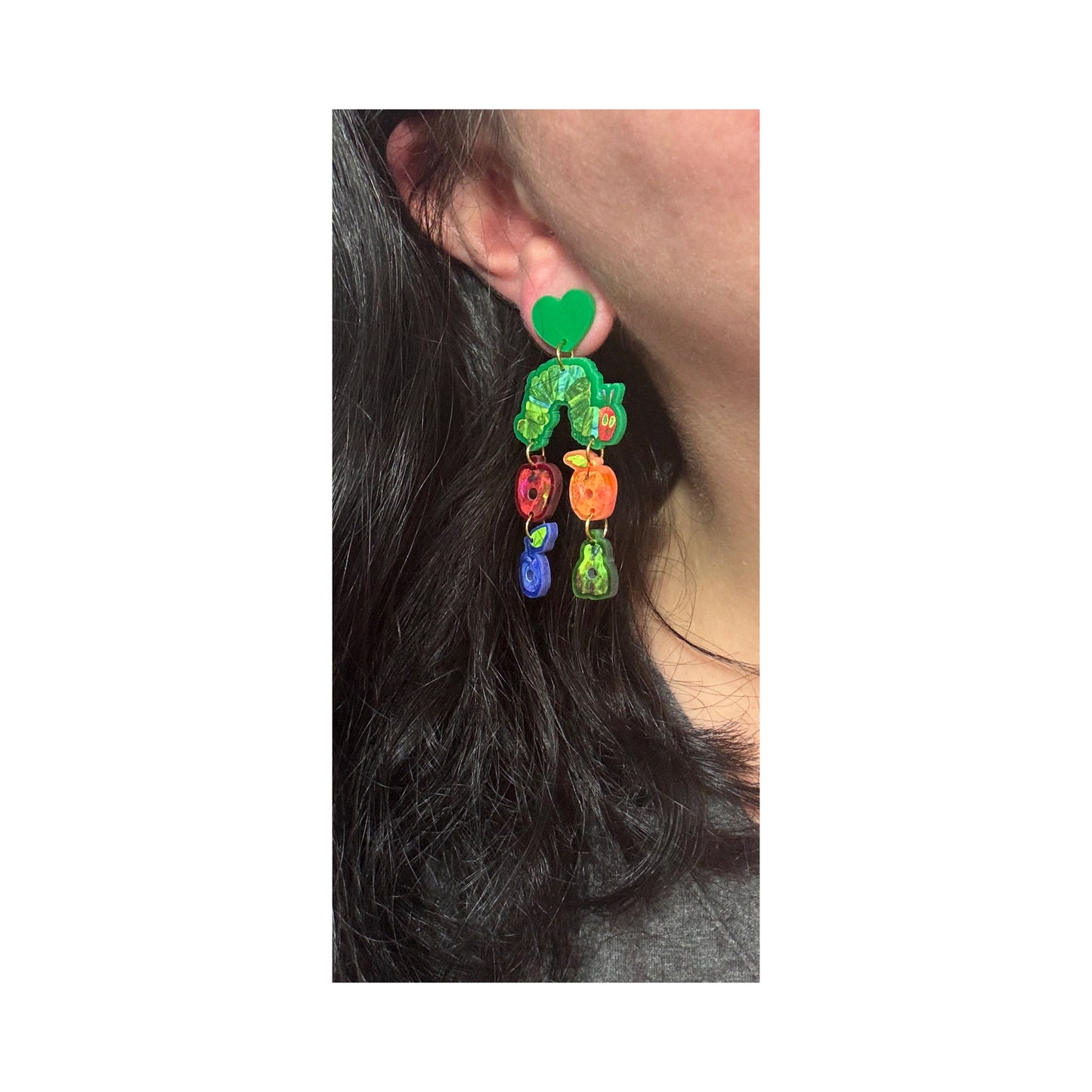 Caterpillar & Fruit Tierer Drop Earrings