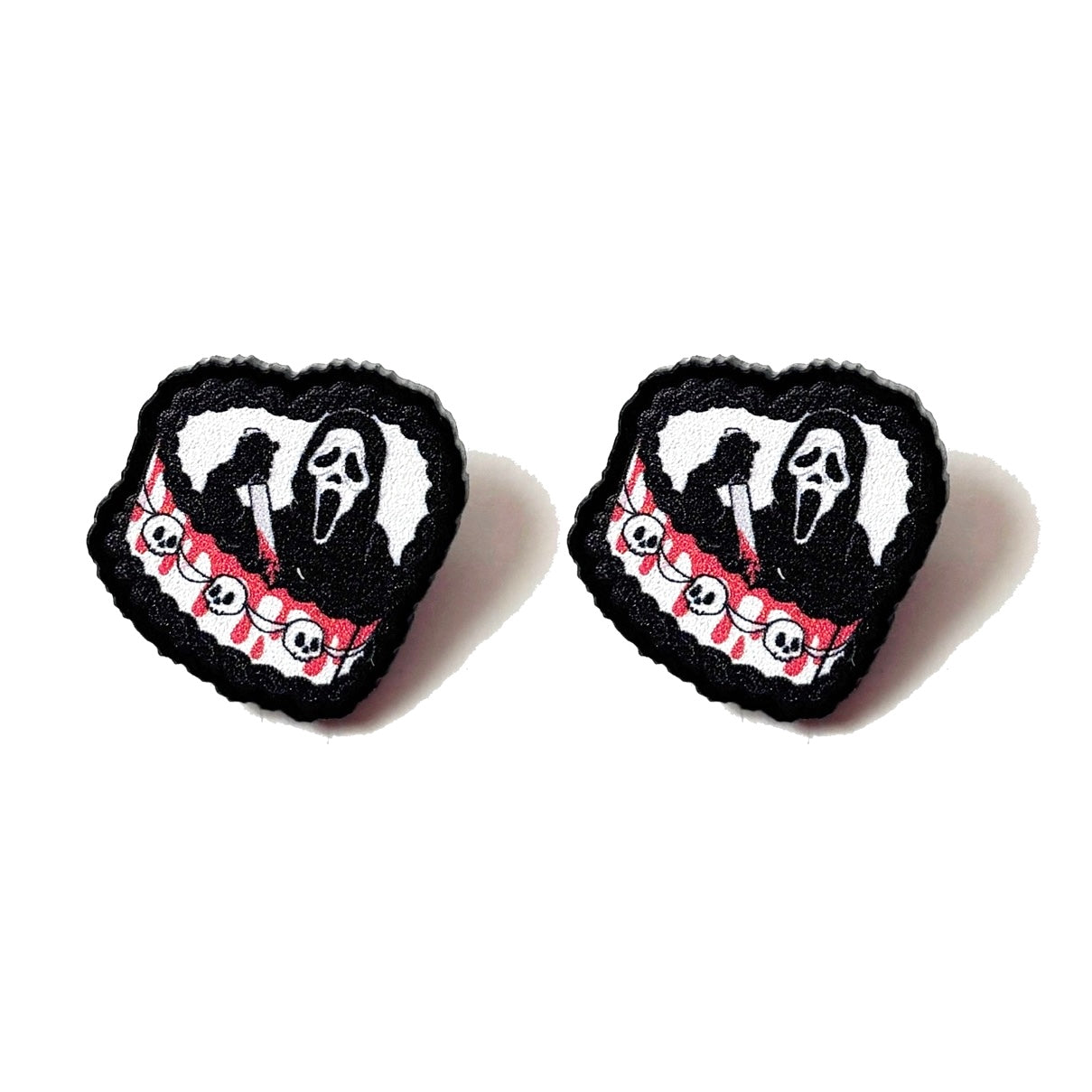 Ghostface Heart Cake Post Earrings