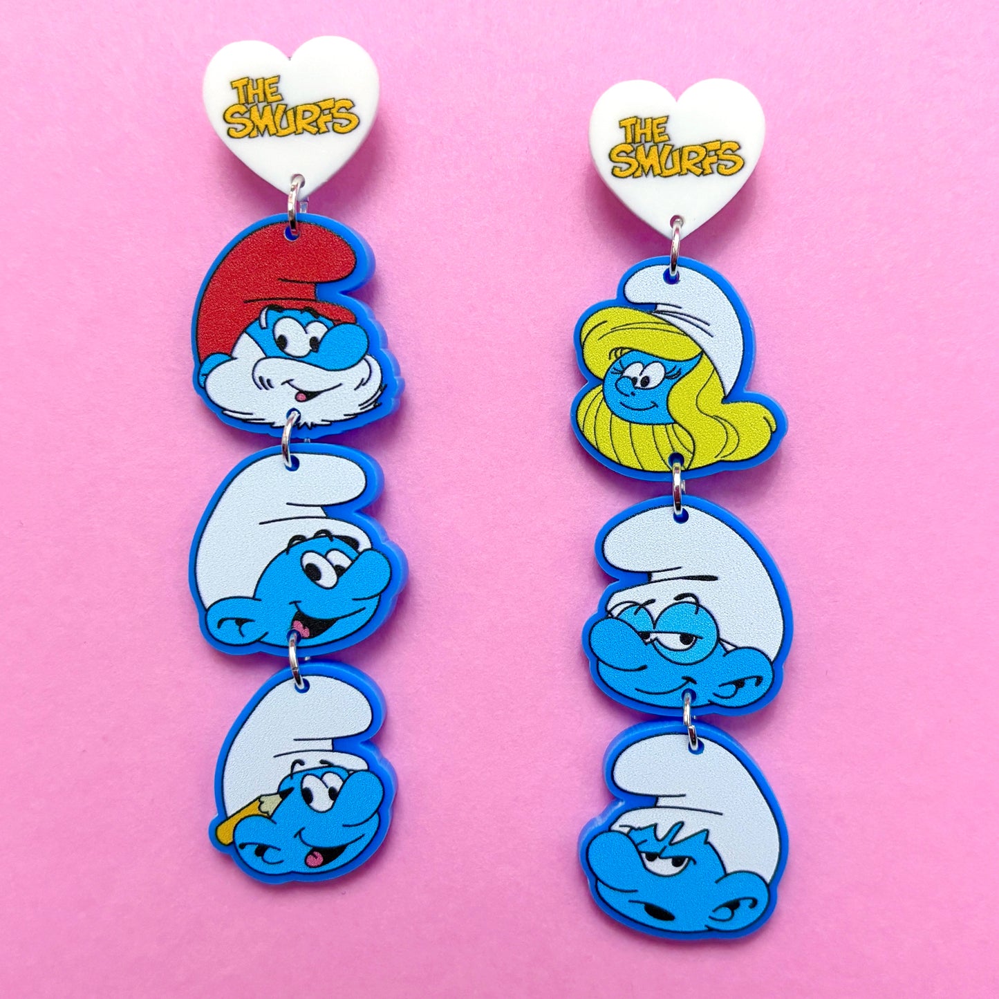 80s Blue Friends Tiered Drop Earrings