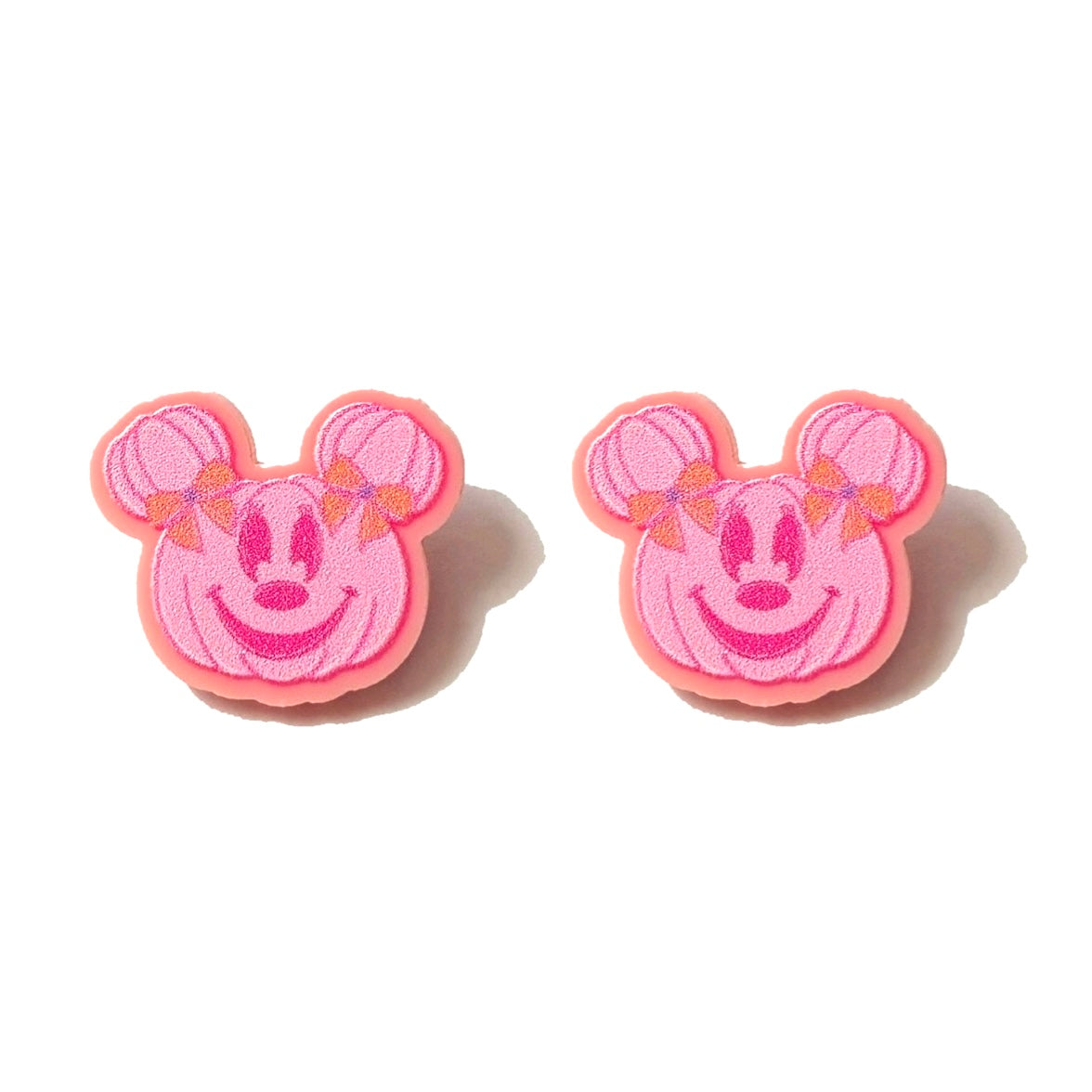 Pastel Mouse Bow Pumpkin Post Earrings