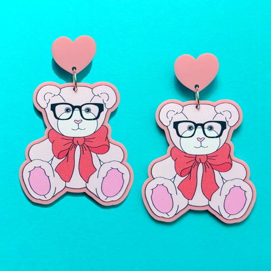 Sweetheart Teddy Bear Drop Earrings