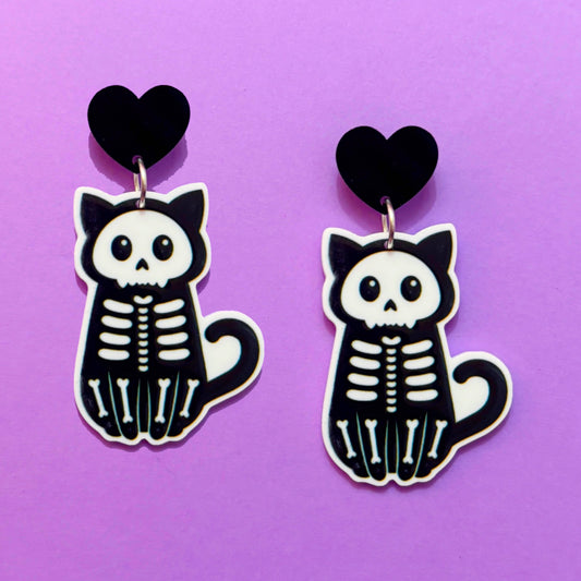 Kitty Skeleton Cutie Drop Earrings