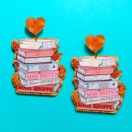 Stars Hollow Bookstack Drop Earrings