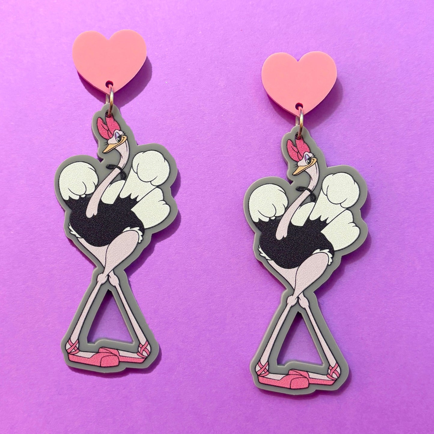 Ostrich Ballerina Drop Earrings