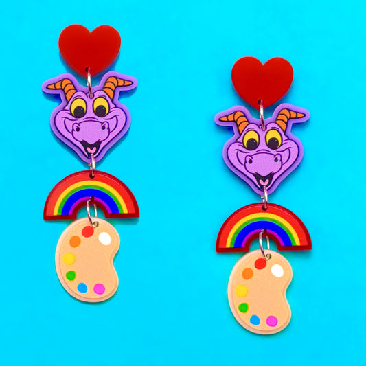Figment Rainbow Paint Palette Tiered Acrylic Drop Earrings
