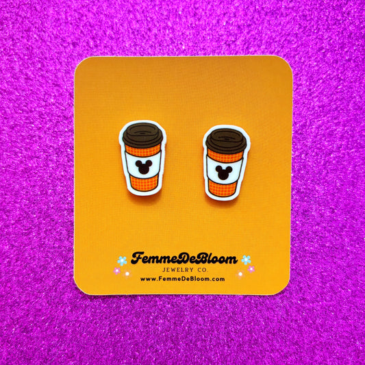 FREE GIFT - Mouse Pumpkin Coffee Post Earrings