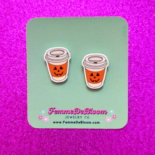 FREE GIFT - Pumpkin Coffee Post Earrings